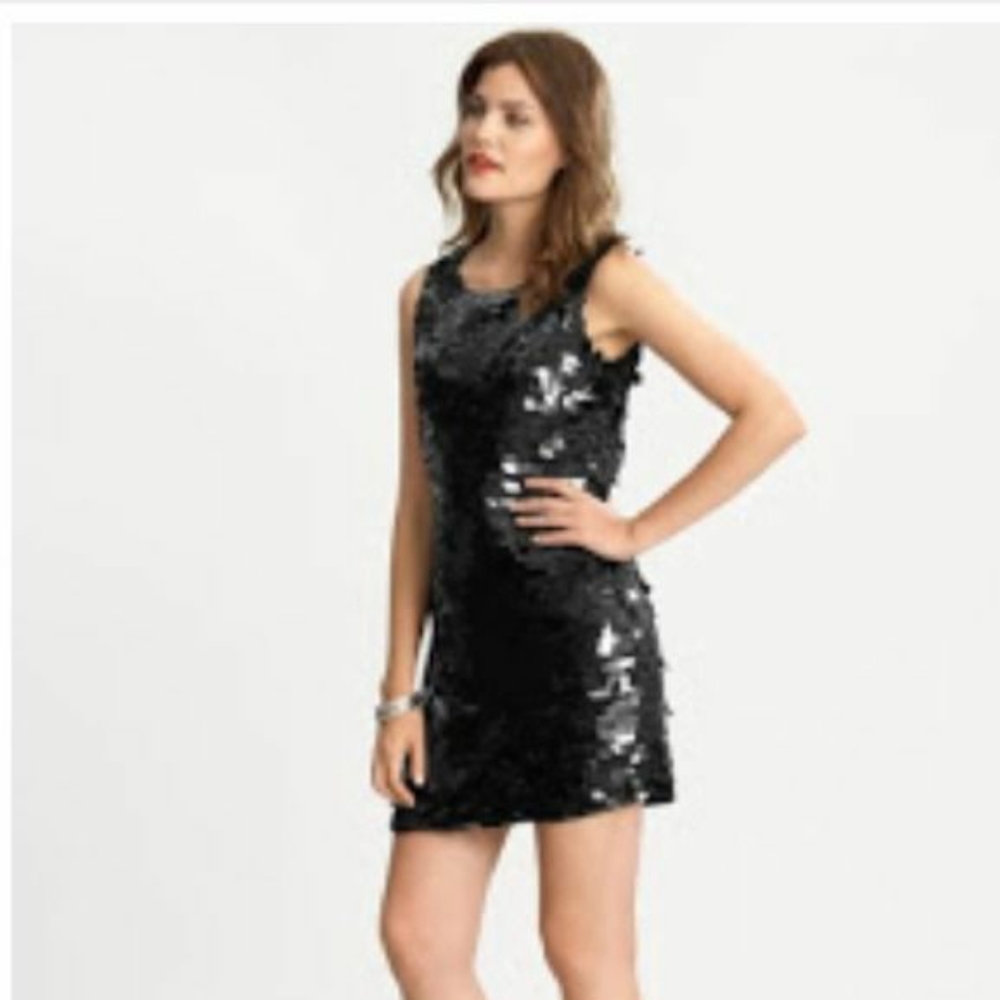 Banana republic black sequin mini dress NWT retro 60s style size 12